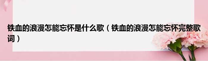 铁血的浪漫怎能忘怀是什么歌（铁血的浪漫怎能忘怀完整歌词）