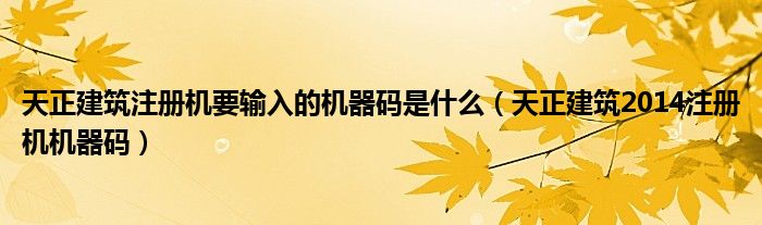 天正建筑注册机要输入的机器码是什么（天正建筑2014注册机机器码）