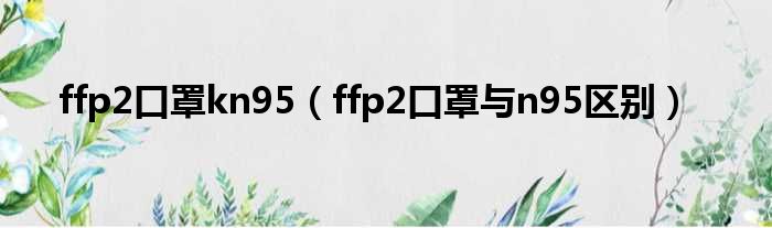 ffp2口罩kn95（ffp2口罩与n95区别）