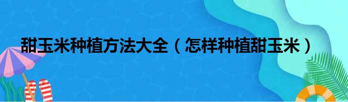 甜玉米种植方法大全（怎样种植甜玉米）