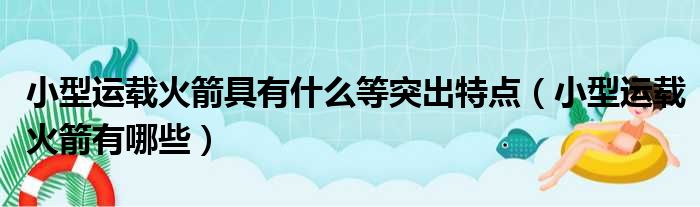 小型运载火箭具有什么等突出特点（小型运载火箭有哪些）