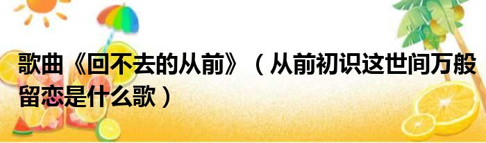 歌曲《回不去的从前》（从前初识这世间万般留恋是什么歌）