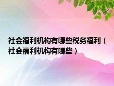 社会福利机构有哪些税务福利（社会福利机构有哪些）