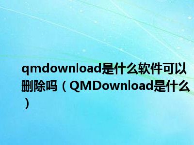 qmdownload是什么软件可以删除吗（QMDownload是什么）