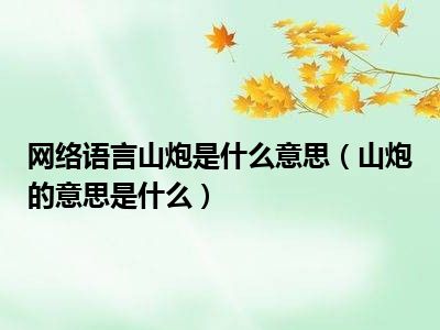 网络语言山炮是什么意思（山炮的意思是什么）