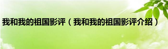 我和我的祖国影评（我和我的祖国影评介绍）