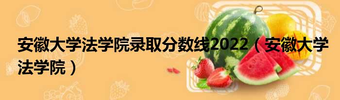 安徽大学法学院录取分数线2022（安徽大学法学院）