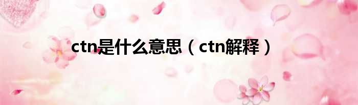 ctn是什么意思（ctn解释）