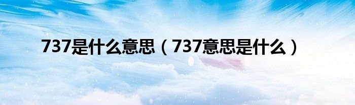 737是什么意思（737意思是什么）