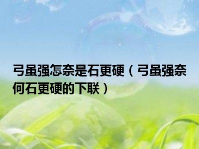 弓虽强怎奈是石更硬（弓虽强奈何石更硬的下联）