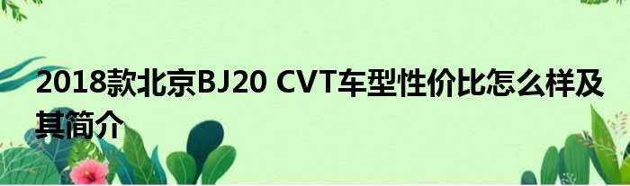 2018款北京BJ20 CVT车型性价比怎么样及其简介