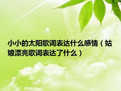 小小的太阳歌词表达什么感情（姑娘漂亮歌词表达了什么）