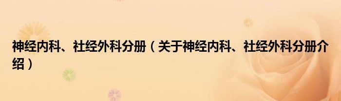  神经内科、社经外科分册（关于神经内科、社经外科分册介绍）