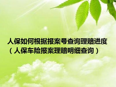 人保如何根据报案号查询理赔进度（人保车险报案理赔明细查询）