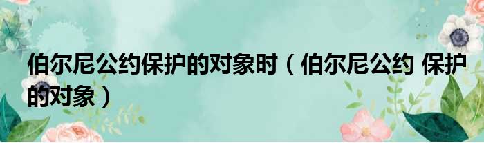 伯尔尼公约保护的对象时（伯尔尼公约 保护的对象）