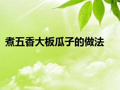 煮五香大板瓜子的做法