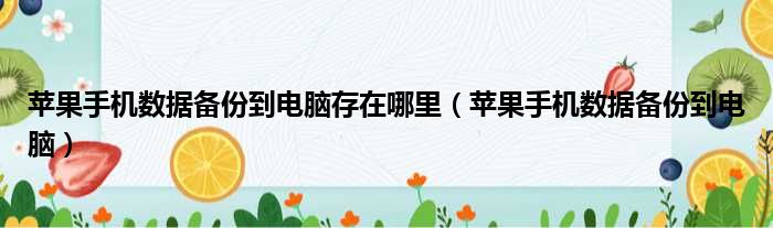 苹果手机数据备份到电脑存在哪里（苹果手机数据备份到电脑）