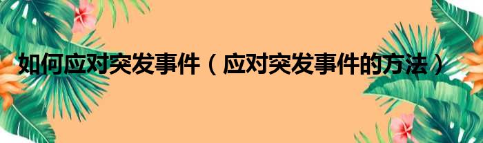 如何应对突发事件（应对突发事件的方法）