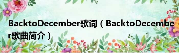 BacktoDecember歌词（BacktoDecember歌曲简介）