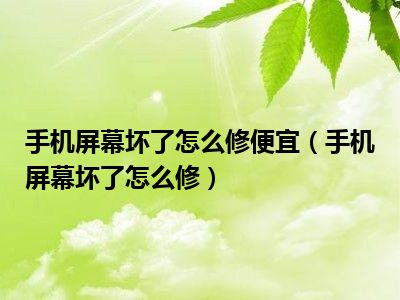 手机屏幕坏了怎么修便宜（手机屏幕坏了怎么修）