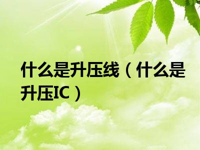 什么是升压线（什么是升压IC）