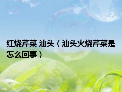 红烧芹菜 汕头（汕头火烧芹菜是怎么回事）