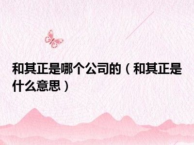 和其正是哪个公司的（和其正是什么意思）