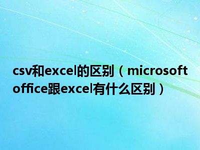 csv和excel的区别（microsoftoffice跟excel有什么区别）