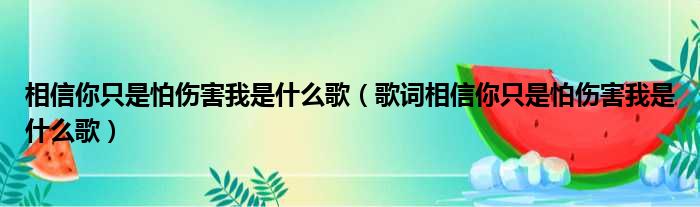 相信你只是怕伤害我是什么歌（歌词相信你只是怕伤害我是什么歌）