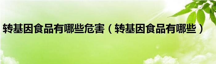  转基因食品有哪些危害（转基因食品有哪些）