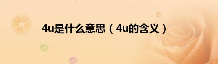 4u是什么意思（4u的含义）