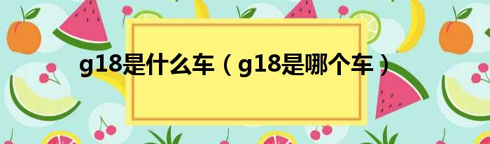 g18是什么车（g18是哪个车）