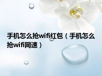 手机怎么抢wifi红包（手机怎么抢wifi网速）