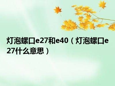 灯泡螺口e27和e40（灯泡螺口e27什么意思）