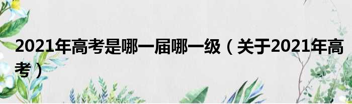 2021年高考是哪一届哪一级（关于2021年高考）