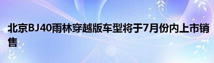 北京BJ40雨林穿越版车型将于7月份内上市销售