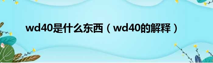 wd40是什么东西（wd40的解释）