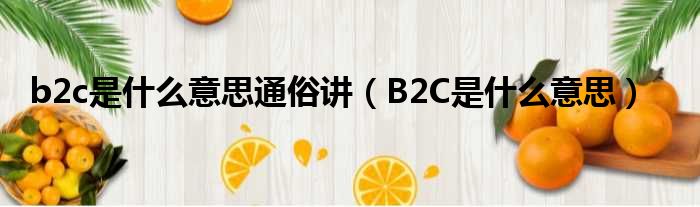 b2c是什么意思通俗讲（B2C是什么意思）