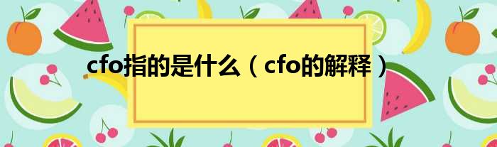 cfo指的是什么（cfo的解释）