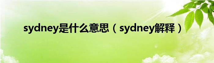 sydney是什么意思（sydney解释）