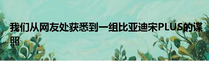 我们从网友处获悉到一组比亚迪宋PLUS的谍照