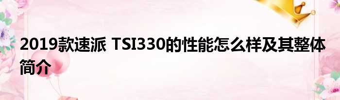 2019款速派 TSI330的性能怎么样及其整体简介