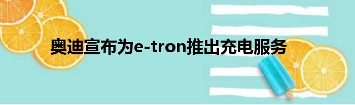 奥迪宣布为e-tron推出充电服务