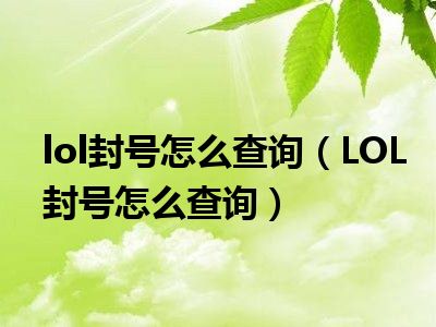 lol封号怎么查询（LOL封号怎么查询）