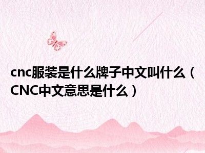 cnc服装是什么牌子中文叫什么（CNC中文意思是什么）