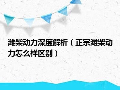 潍柴动力深度解析（正宗潍柴动力怎么样区别）