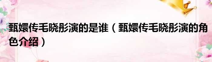 甄嬛传毛晓彤演的是谁（甄嬛传毛晓彤演的角色介绍）