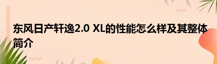 东风日产轩逸2.0 XL的性能怎么样及其整体简介