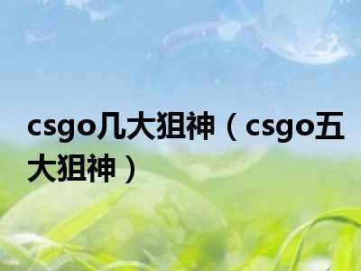 csgo几大狙神（csgo五大狙神）