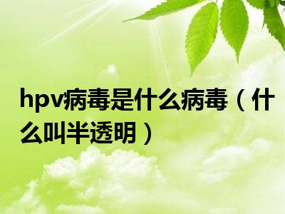 hpv病毒是什么病毒（什么叫半透明）